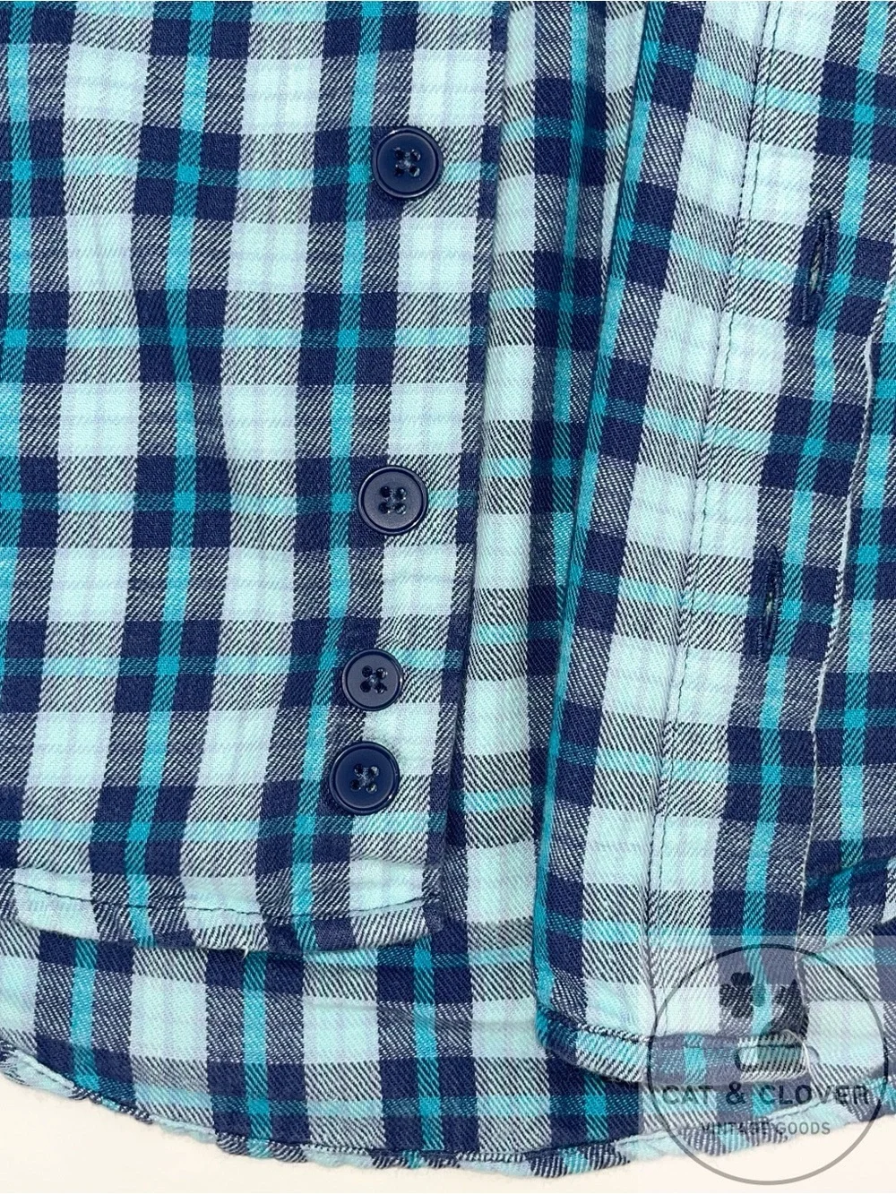 Gymboree 90s Rainbow Tag Blue Plaid Long Sleeve Button Down Flannel Boys Shirt L